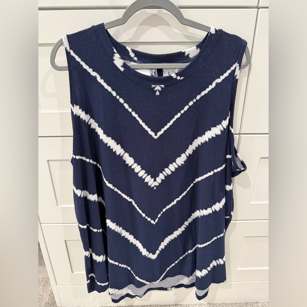 Lane Bryant Navy and White Livi Tank Top - 22/24